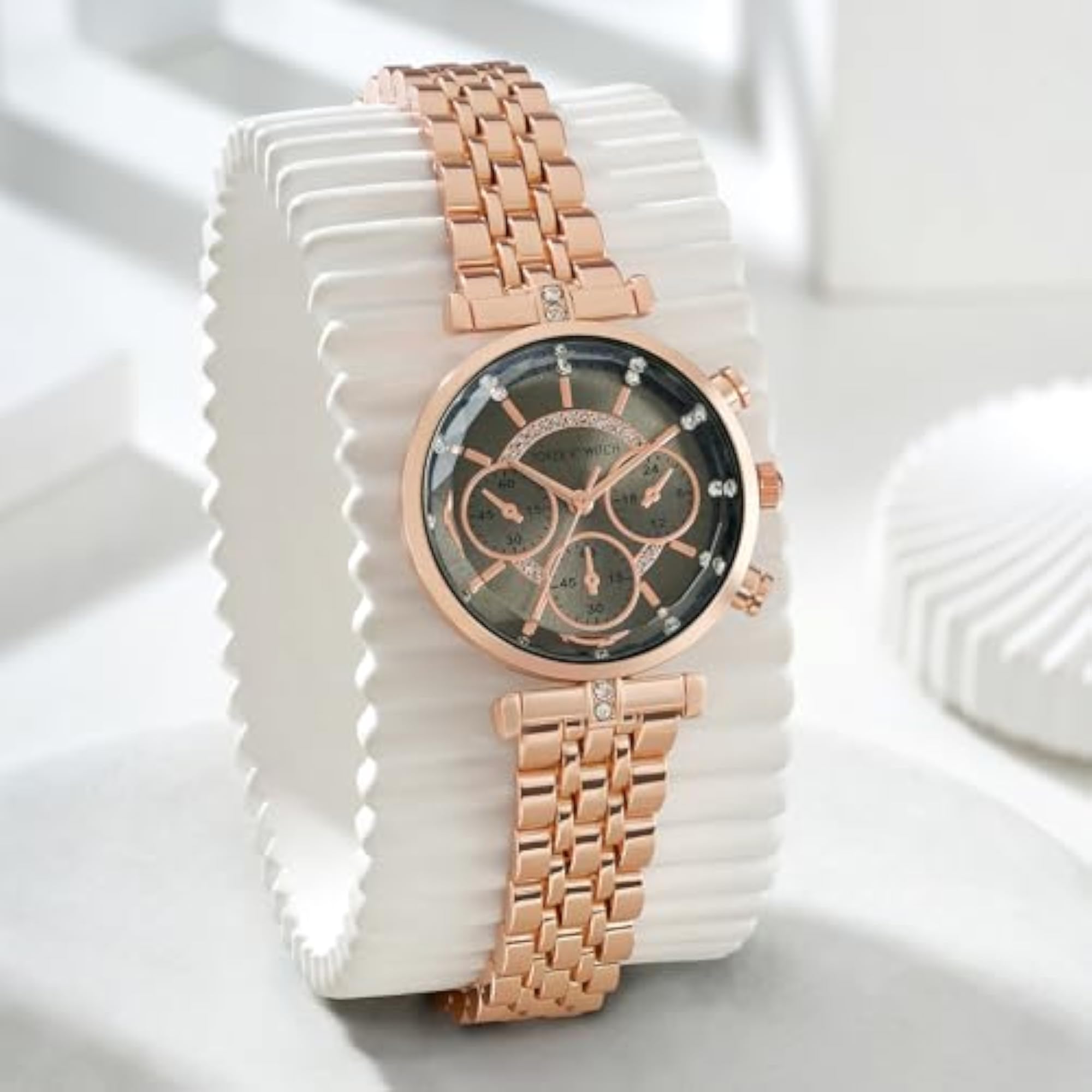 Women's Grey Sunray Dualtone Metallic Strap Watch