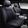 Huidasource Jeep Grand Cherokee Seat Covers, 2 Pieces Waterproof Leather Customized Car Seat Cushion Covers Protectors Compatible with Jeep Grand Cherokee 2011-2022, (2Pcs Front/Black)
