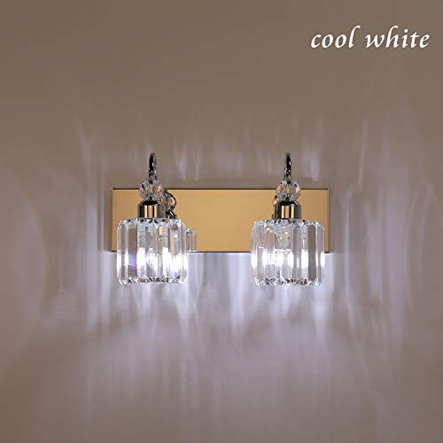 Image of Ralbay Modern Bathroom Vanity Light - 2-Light Crystal Wall Fixture for Bathroom