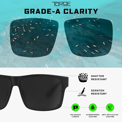 Image of TOROE Classic RANGE TR90 Frame Polarized Unbreakable Sunglasses with Hydrophobic Coated Polycarbonate AR Lenses