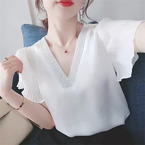 Manches de papillon élégantes en V vêtement chic fluide femme