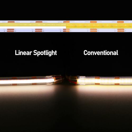 Image of GOMING 24V Spotlight Linear CCT COB LED Strip 2700-6500K 16.4ft(5M) CRI 93+ | Tunable White 624LEDs /M IP20 No-Waterproof LED Tape Lights for Home Decoration(CCT Controller and Power Supply Not Included)