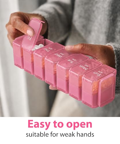 Image of Extra Large Pill Organizer 2 Times a Day - XL Pill Box 7 Day with Big AM /PM Compartments - Fits Large Vitamins, Supplements & Gummies, for 7 or 14-Day Use, Color-Coded, Senior-Friendly, No Spills