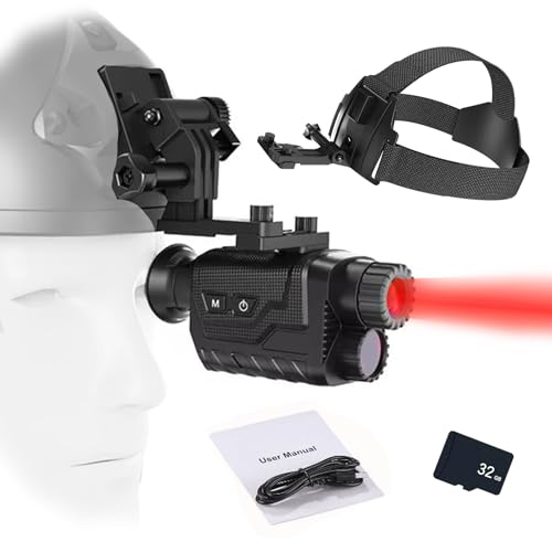 HMWOKPOT 4K Night Vision Goggles Head Mounted Monocular Digital Infrared with 8X Digital Zoom for 100% Darkness Wildlife Observation