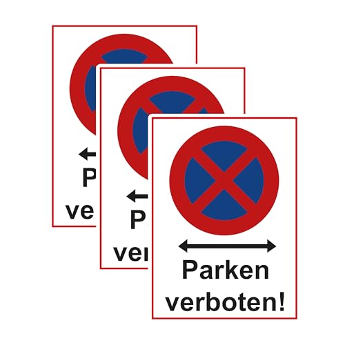 SL group - 3 carteles 'Parken verboten!' 20 x 30 cm de placa de plástico PVC estable - Cartel de prohibición de sujeción para garaje, entrada y aparcamiento - Cartel de prohibición de sujeción para