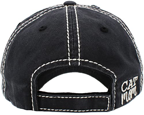 Image of KBETHOS Dog Cat Mom Dad Theme Womens Baseball Cap Distressed Vintage Unconstructed Embroidered Patch Hat