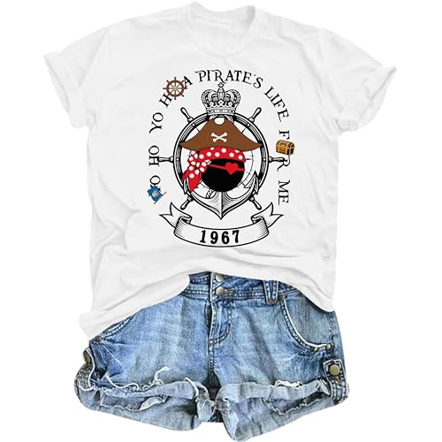 Pirate Shirts Women Night Cruise Family Trip Outfit Yo Ho Yo Ho Pirate Costume Skull Treasure Ships Graphic Tee