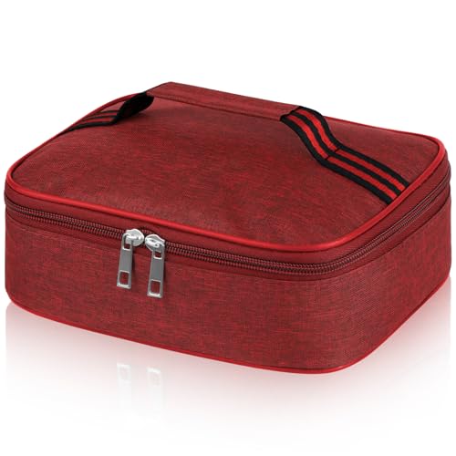 Image of lohey Insulated Lunch Bag for Men Women Kids, Small Lunch Box Adults Cool Bag with Handle, Portable Thermal Cooler Box Bag for Work, School, Picnic Outdoor (Red)