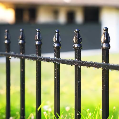 Thealyn Clôture Décorative de Jardin en Métal, 57 cm x 45 cm, 5 Panneaux, 2,8 m Longueur Totale, pour Parterre de Fleurs (Noir, 45cm H * 57cm L *5 Pieces) – vue 4