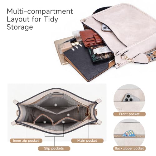 Image of Crossbody Bag Women Vegan Leather Hobo Handbag Trendy Crossbody Shoulder Bag Purses For Women with 2 Adjustable Strap