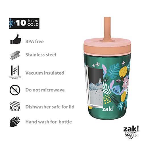 Zak Designs Disney Lilo And Stitch Kelso Tumbler Set, Leak-Proof Screw-On Lid With Straw, Bundle For Kids Includes Plastic And Stainless Steel Cups With Bonus Sipper (3Pc Set, Non-Bpa, Stitch) #TOP3
