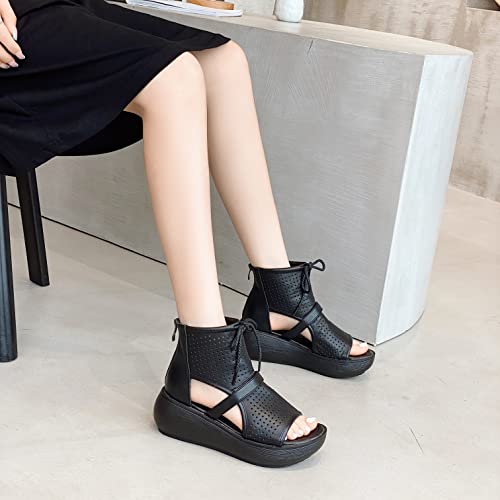Women High Top Boot Sandals Open Toe Cutout Leather Sandals for Women4