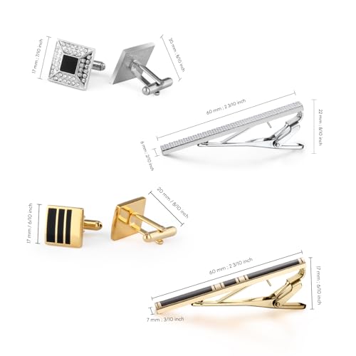 Image of Wynameleri Cufflinks and Tie Pins Tie Clips Set of 2 Accessories for Men