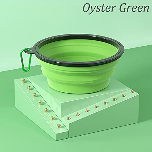 Pack of 2 Dog Bowls, Foldable Travel Bowl, Portable Leak-proof Dog Bowl with Carabiner Hook, Silicone Feeding Bowl for Cats, Dogs and Pets for Water and Food (Blue + Green, 350 ml) - Image 6