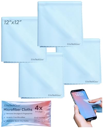 Elite Tech Gear 4-Pack Microfiber Cloth Set - 12