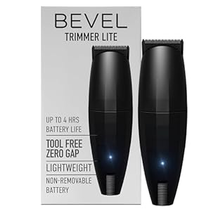 Bevel Beard Travel Trimmer Lite for Men – Black Edition Cordless Trimmer, 4 Hour Rechargeable Battery Life, Tool Free Adjustable Zero Gapped Blade, Barber Supplies, Mustache Trimmer