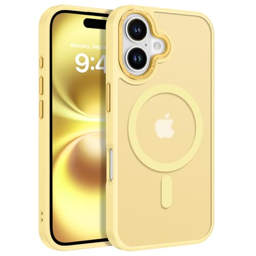 Coque iPhone 16 Plus Magsafe antichoc fine et translucide jaune BENTOBEN
