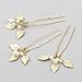 Yean Leaf Bride Wedding Hair Pins Gold Pearl Bridal Hair Pieces Hair Accessories Party Hair Clips for Women and Girls (Pack of 3)