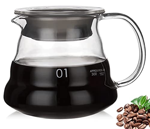 Glass Coffee Server for Drip Coffee Maker, Standard Glass Coffee Carafe, Coffee Pot with Lid, Clear, 01 360ml(12oz)