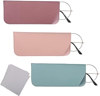Thboxes 3 Pack Soft Glasses Cases with Cleaning Cloth, Leather Sunglasses Pouch Anti-Scratch Eyeglasses Case Spectacles Bag for Women Men