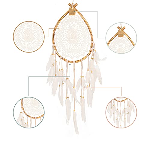 Dream Catcher Wall Hanging For Bedroom Boho Style Decoration Dreamcatcher Hand Crafted Bohemian Decor Item Teardrop Shape Weddings Crochet Hippie Gypsy Style Wall Hanger Hand Made Ornament 9.5" X 32" #TOP3