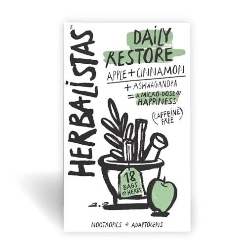 Herbalistas Daily Restore Herbal Tea with Apple Cider, Cinnamon & Ashwagandha, Herbal Teabags for Rebalencing | 18 Tea Bags