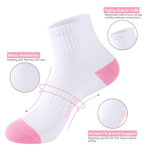 Heatuff 7 Pairs Ankle Quarter Socks for Women Thin Cotton Casual Athletic Gym Mini Crew Socks3