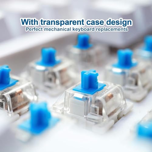 30 Pieces Blue Switch Replacement, 3 Pin Pre-Lubricated Clicky Key Switches, Dustproof and Waterproof Keyboard Accessories for Mechanical Gaming Keyboards Gaming Keyboard/DIY Kit