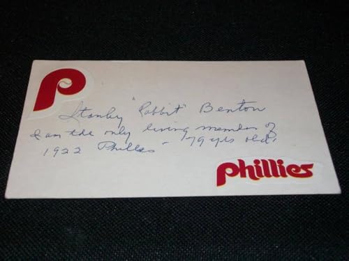 Philadelphia Phillies Stanley Benton Auto Signed Vintage 3x5 Index Card CM - MLB Cut Signatures