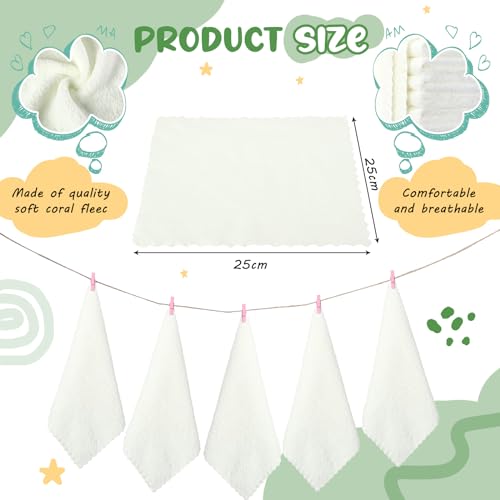 Image of Handepo 100 Pack Baby Washcloths Bulk 10 x 10 Inch Microfiber Coral Fleece Baby Face Towels Absorbent and Soft Wash Cloths for Newborns Infants and Toddlers(White)