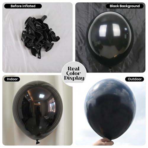 Image of Togvu Black Balloons 50Pack 12 Inch Black Latex Party Balloons for Birthday Party Graduation Halloween Wedding Bachelorette New Year Decorations