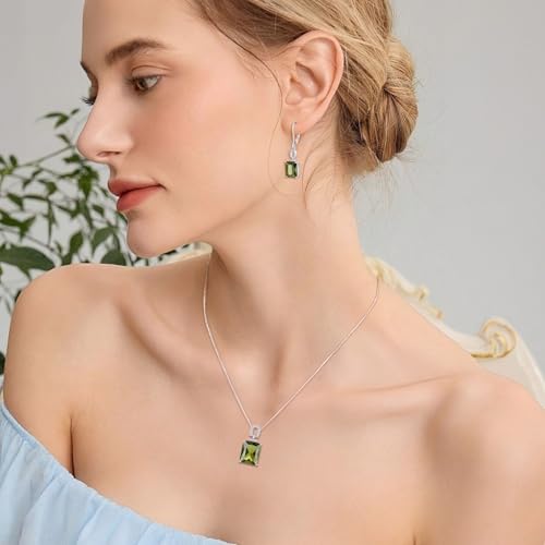 Emerald Cut Necklace 925 Sterling Silver Baguette Birthstone Pendant Necklace Jewelry Gifts for Women2