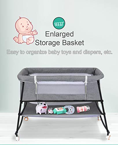 Bedside Sleeper, Bassinet Bed, Baby Crib, Bed Side Crib, Folding Portable Crib for Travel, Rocking Cradle, with Crib Mosquito Netting, Crib for Infant/Baby Boy/Baby Girl/Newborn