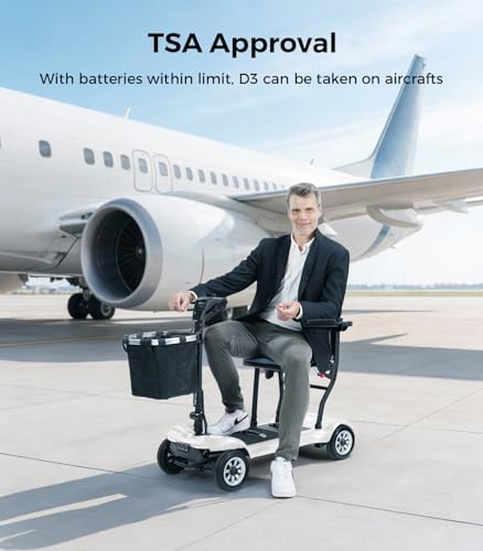 PAISEEC Ultra Lightweight Mobility Scooter for Adults, Electric Powered Mobility Scooter, 39.7 lbs Folding Design with 2 Lithium Batteries, Travel up to 18.6 Miles Airline Approved-White — view 5