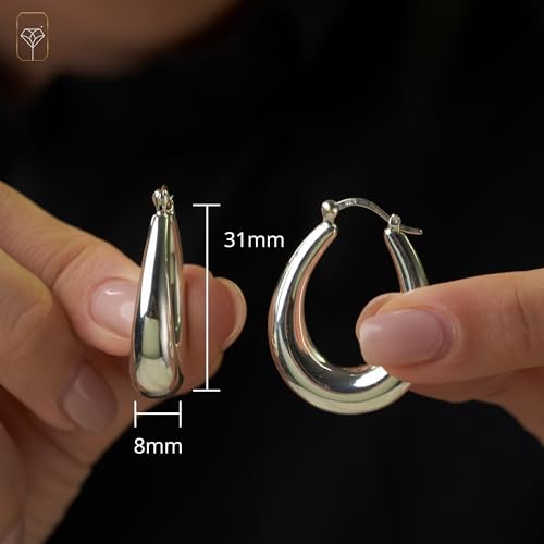 925 Sterling Silver Hypoallergenic Chunky Hoop Earrings for Women | Anti Tarnish Hoops in Various Styles by MAX + STONE4