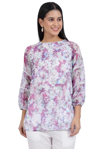T-shirt à motif floral imprimé coloré et coupe normale pour femme
