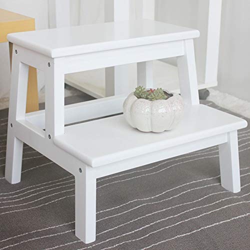 Taburete del escalonamiento del adulto de madera sólida blanca con estante para flores