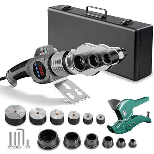 Soudeuse à Douilles 1500W, Soudeuse Plastique pour Tubes PPR Ø 20/25/32/40/50/63 mm Température Réglable de 0-300°C Electric Welding Machine avec...