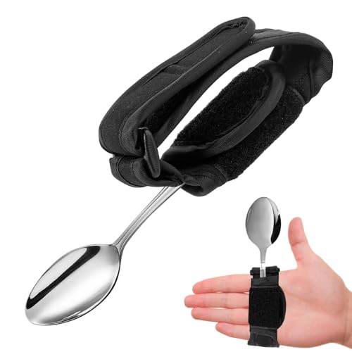Universal Cuff Utensil Adjustable Holder Strap for Hand Grip, Adaptive Utensils Aids Spoon Fork Holder Strip, for Parkinson and Weak Grip Patient Disabled Adaptive Equipment