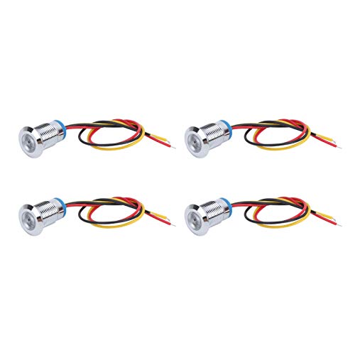 PreWired Round LEDs, Stable Mini Round LED Accurate for Computer Modification for CNC Machine Tools for Car Modification for Access Control Switches (red and Yellow)