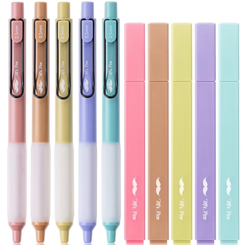 Mr. Pen- Aesthetic Highlighters and Gel Pens, 10 Pack, Morandi Color Highlighters, Assorted Color Gel Pens