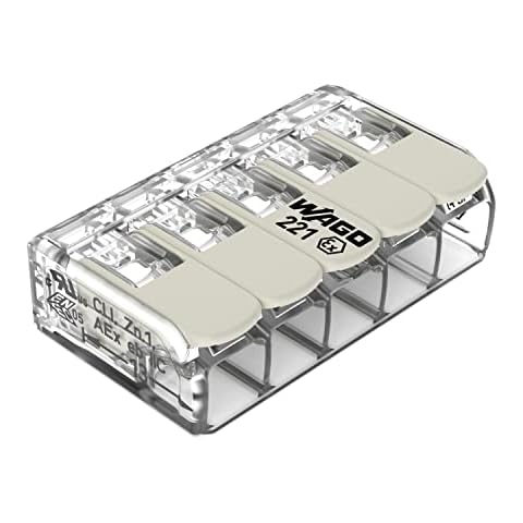 Terminales de conexión compactos Wago 221-685 Ex de 5 conductores, 6 mm2, 15 unidades Cover