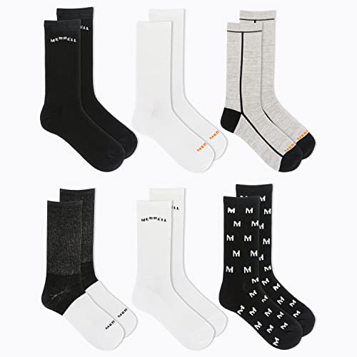 Image of Merrell Men's and Women's Recycled Cushioned Crew Socks-6 & 12 Pairs-Hiking Arch Support
