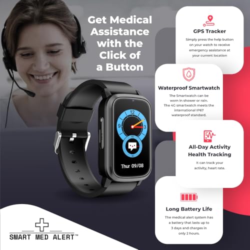 Smart Med Alert Elderly Cellular Medical Alert Device | Fall Detection | Senior Wearable Smartwatch thumb #4