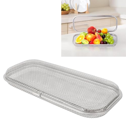 SENECESLI Canasta de Utensilios para Lavavajillas de Acero Inoxidable, Soporte de Cubiertos de Lavavajillas de Desagüe de Malla Rectangular para Cucharas, Horquillas (S)