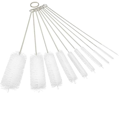 10 PCS Drinking Straw Cleaner Brush White, Bottle Cleaning Brushes, Nylon Tube Brush, Straw Cleaner Brush with Hook and Loop