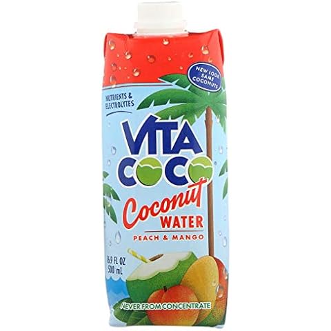 Vita Coco Coconut Water, Peach & Mango, Naturally Hydrating Electrolyte Drink, Smart Alternative to Coffee, Soda and Sports Drinks, Gluten Free, 17 Oz (Pack of 12) Cover