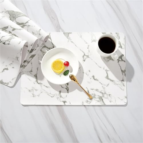 Set de table rectangulaire en cuir marbre x4 chic et imperméable - 6