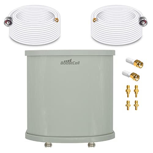 Boostcell W40. Antena Router Router Externa 4G 5G Direccional Dos Cables de Baja Pérdida de 10 Metros Conectores N- SMA con Adaptadores TS9 y CRC9 Cover