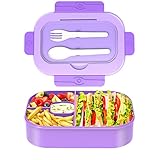 Brotdose Kinder mit Fächern - ANDIMEI 1400ml Lunchbox Erwachsene mit 4 Unterteilung, BPA Frei Bento Box mit Löffel und Gabel Besteck, Auslaufsichere Jausenbox Schule Mikrowellen und Spülmaschinen
